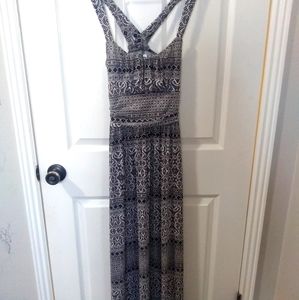 Patterned black and white maxi dress